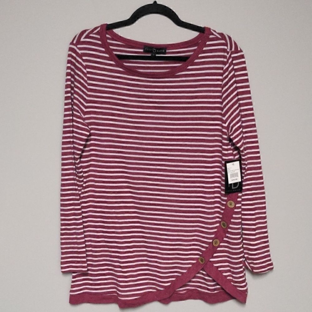 Fred David Red and White Striped Sweater NWT